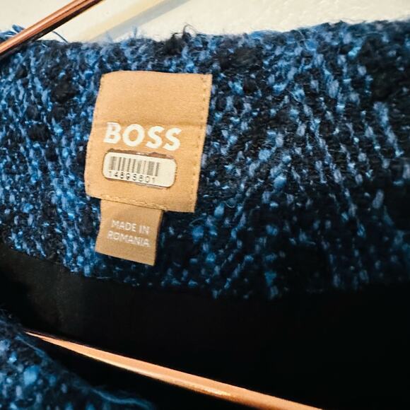 BOSS Royal Blue Tweed Blazer Gold Button Distressed Janoa Jacket Size US 2 - Picture 7 of 14